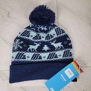 ALDI Gear Navy Winter Beanie White Pom Pom Hat‎ Aldi Logo 2023 One Size